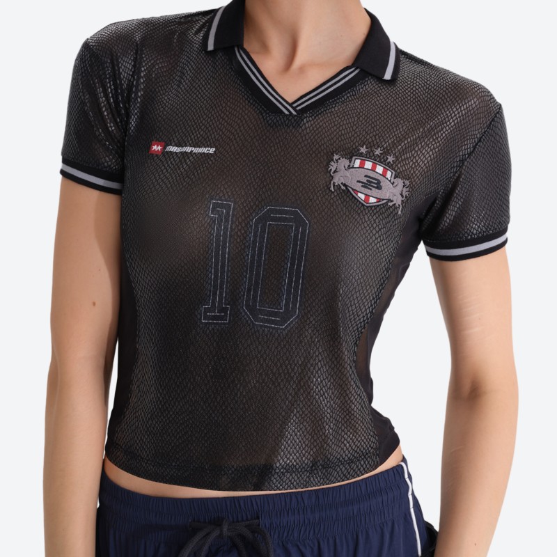 No. 10 Snake‑print Sheer Top